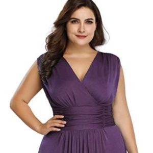 Women's Plus Size V-Neck Wrap Dress Long